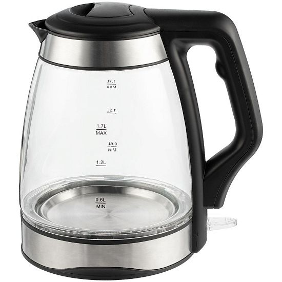 Электрический чайник Lumimore, стеклянный, серебристо-черный - подробное фото