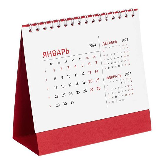 Календарь настольный Datio 2024, красный - подробное фото