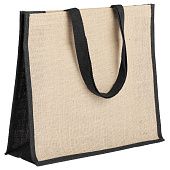 Холщовая сумка для покупок Bagari с черной отделкой - фото