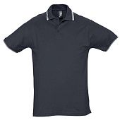 Рубашка поло мужская с контрастной отделкой PRACTICE 270, темно-синий/белый - фото