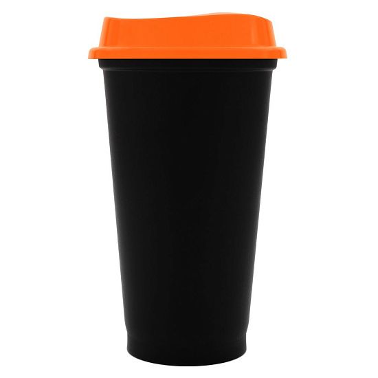 Стакан с крышкой Color Cap Black, черный с оранжевым - подробное фото