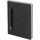 Ежедневник Magnet с ручкой, черный с зеленым - фото