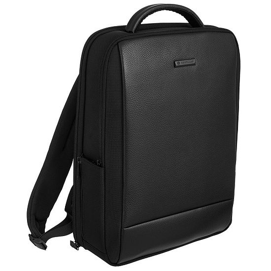Рюкзак для ноутбука Santiago Slim с кожаной отделкой, черный - подробное фото