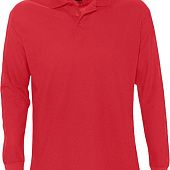 Рубашка поло мужская с длинным рукавом STAR 170, красная - фото