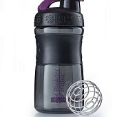 Спортивный шейкер SportMixer, черный с фиолетовым (сливовым) - фото
