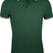 Рубашка поло мужская PASADENA MEN 200 с контрастной отделкой, зеленая с белым - фото