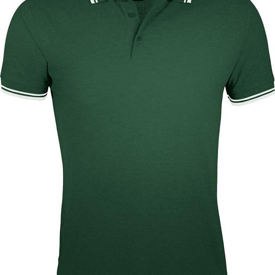Рубашка поло мужская PASADENA MEN 200 с контрастной отделкой, зеленая с белым - подробное фото