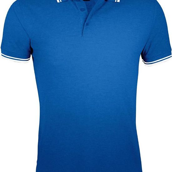 Рубашка поло мужская PASADENA MEN 200 с контрастной отделкой, ярко-синяя с белым - подробное фото
