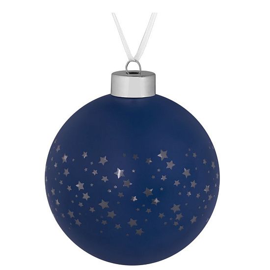 Елочный шар Stars, 10 см, синий - подробное фото