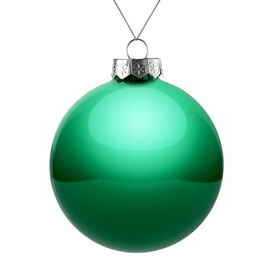 Елочный шар Finery Gloss, 10 см, глянцевый зеленый - подробное фото