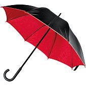 Зонт-трость Downtown, черный с красным - фото