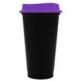Стакан с крышкой Color Cap Black, черный с фиолетовым - фото
