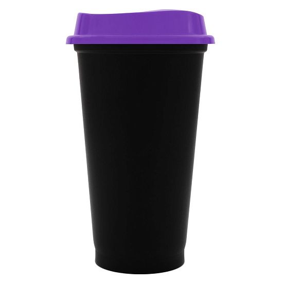 Стакан с крышкой Color Cap Black, черный с фиолетовым - подробное фото
