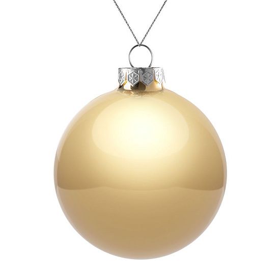 Елочный шар Finery Gloss, 10 см, глянцевый золотистый - подробное фото