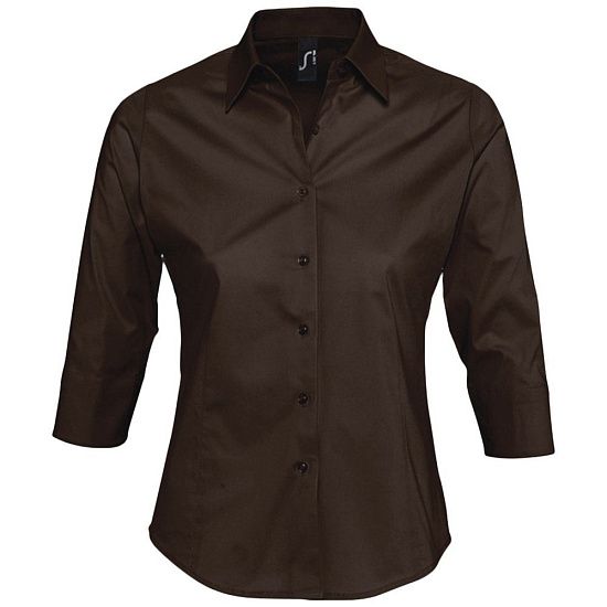 Рубашка женская с рукавом 3/4 EFFECT 140, темно-коричневая - подробное фото