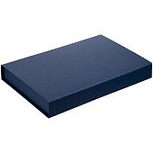 Коробка Silk с ложементом под ежедневник 13x21 см, флешку и ручку, синяя - фото