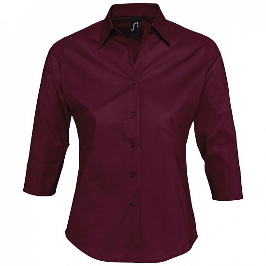 Рубашка женская с рукавом 3/4 EFFECT 140, бордовая - подробное фото