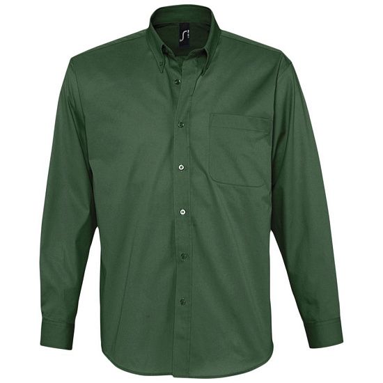 Рубашка мужская с длинным рукавом BEL AIR, темно-зеленая - подробное фото