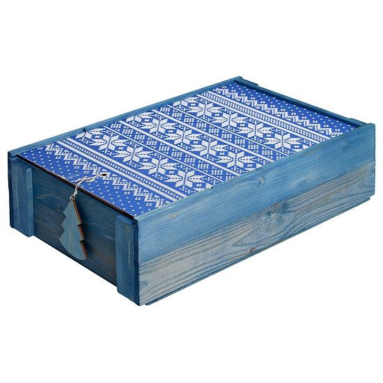 Коробка деревянная «Скандик», большая, синяя - подробное фото