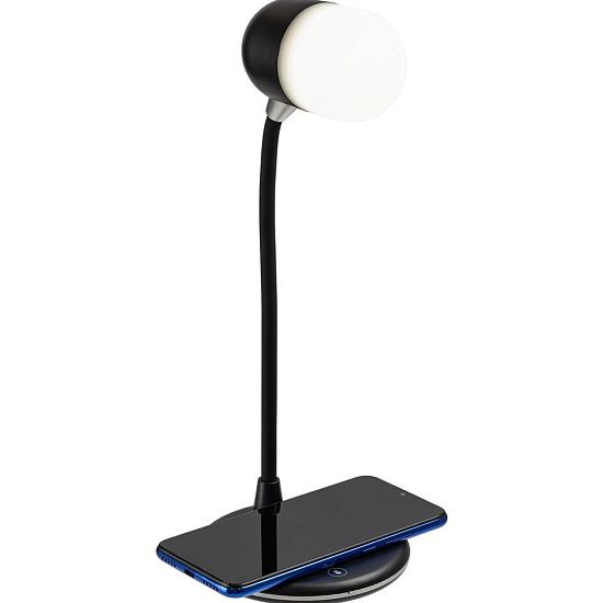 Лампа с колонкой и беспроводной зарядкой lampaTon, черная - подробное фото