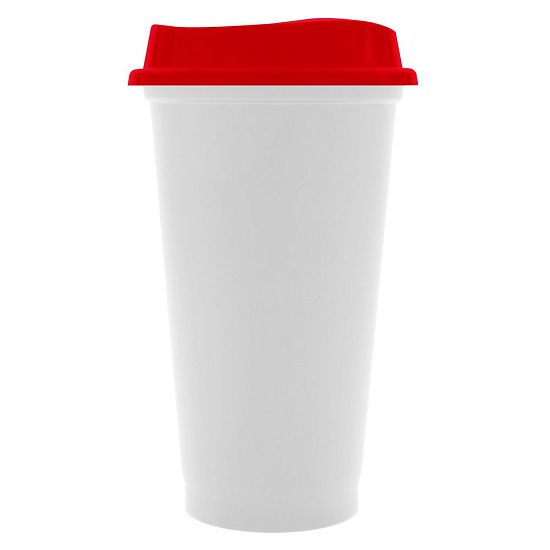 Стакан с крышкой Color Cap White, белый с красным - подробное фото