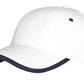 Бейсболка Unit Trendy, белая с темно-синим кантом - фото