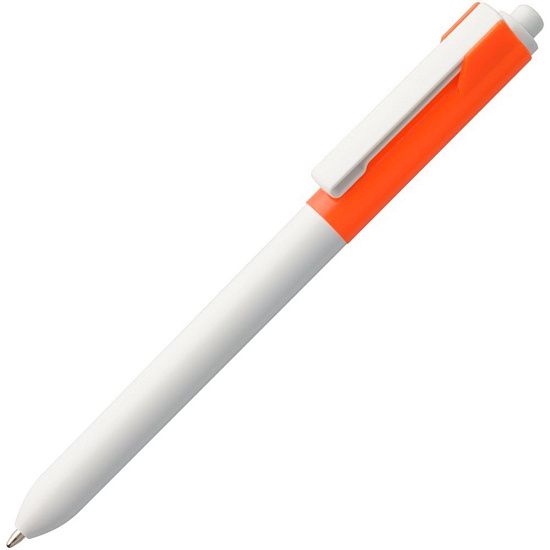 Ручка шариковая Hint Special, белая с оранжевым - подробное фото