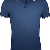 Рубашка поло мужская PASADENA MEN 200 с контрастной отделкой, темно-синяя с белым - фото