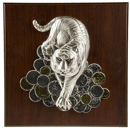 Плакетка большая «Тигр на монетах» - подробное фото