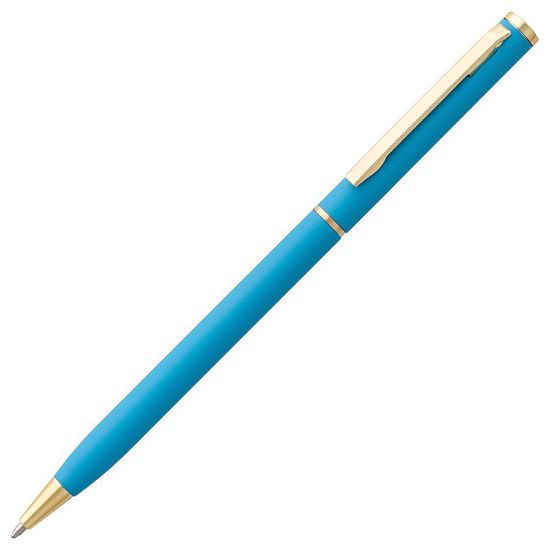 Ручка шариковая Hotel Gold, ver.2, матовая голубая - подробное фото