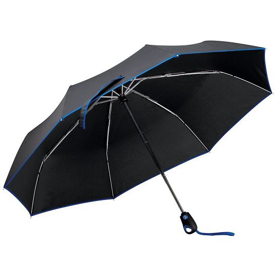Складной зонт Drizzle, черный с синим - подробное фото
