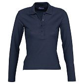 Рубашка поло женская с длинным рукавом PODIUM 210 темно-синяя - фото