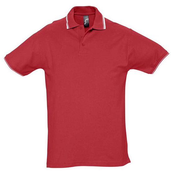 Рубашка поло мужская с контрастной отделкой PRACTICE 270, красный/белый - подробное фото