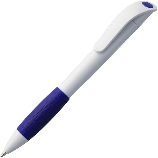 Ручка шариковая Grip, белая с синим - подробное фото