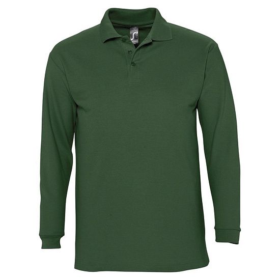 Рубашка поло мужская с длинным рукавом WINTER II 210 темно-зеленая - подробное фото