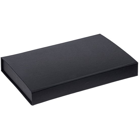 Коробка Silk с ложементом под ежедневник 13x21 см и ручку, черная - подробное фото