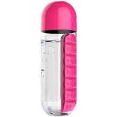 Бутылка с таблетницей In Style, розовая - фото