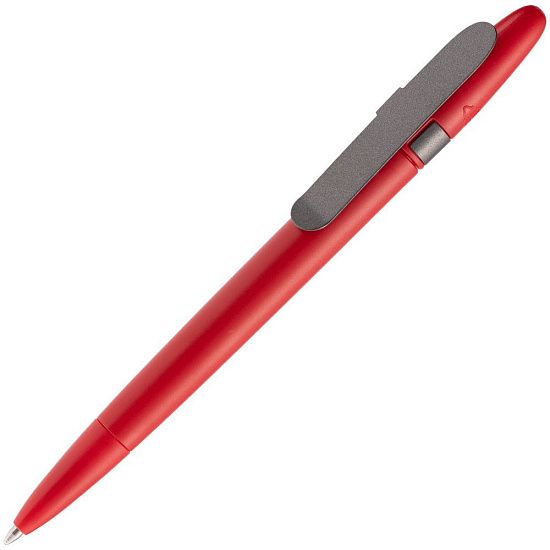 Ручка шариковая Prodir DS5 TSM Metal Clip, красная с серым - подробное фото