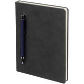 Ежедневник Magnet с ручкой, черный с синим - фото