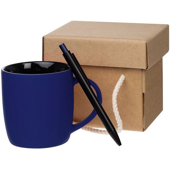 Набор Color Block: кружка и ручка, синий с черный - подробное фото