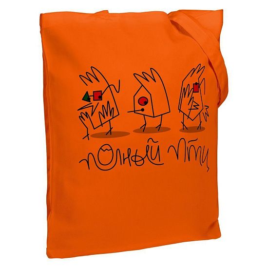 Холщовая сумка «Полный птц», оранжевая - подробное фото