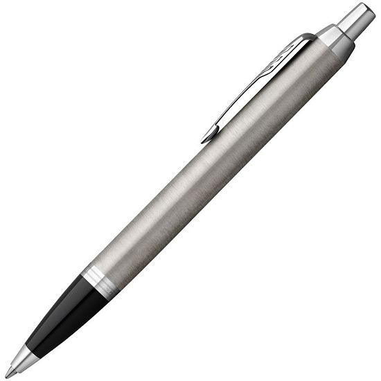 Ручка шариковая Parker IM Essential Stainless Steel CT, серебристая с черным - подробное фото