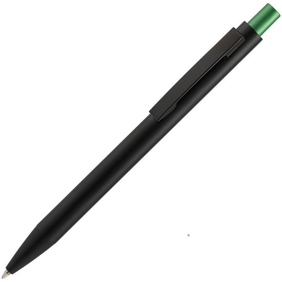 Ручка шариковая Chromatic, черная с зеленым - подробное фото
