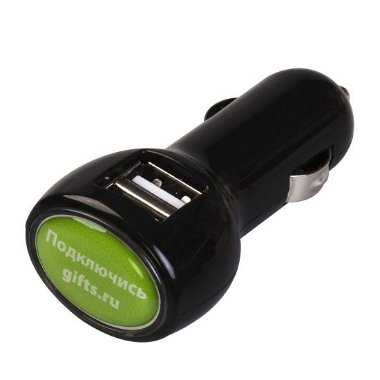 Автомобильное зарядное устройство с подсветкой Logocharger, черное - подробное фото