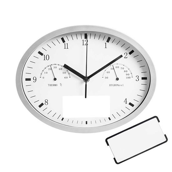 Часы настенные INSERT3 с термометром и гигрометром, белые - подробное фото
