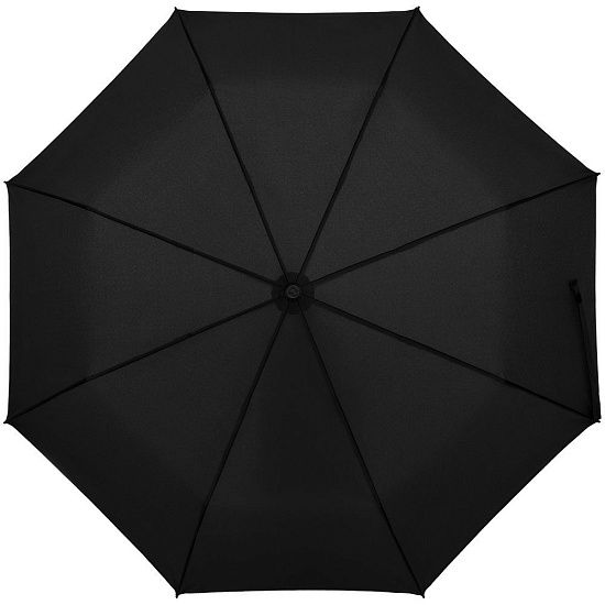 Зонт складной Clevis с ручкой-карабином, черный - подробное фото