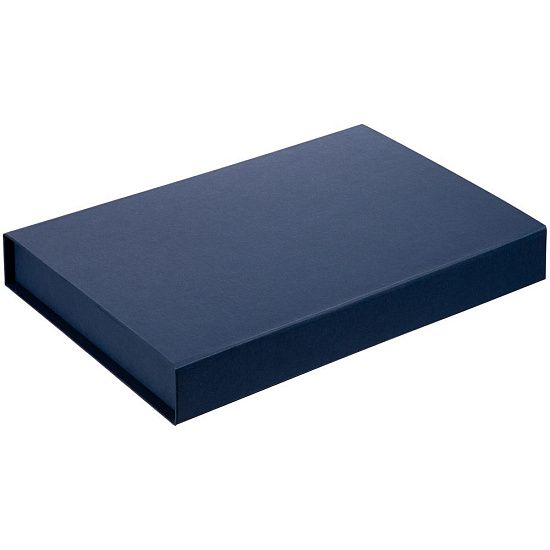Коробка Silk с ложементом под ежедневник 13x21 см и ручку, синяя - подробное фото