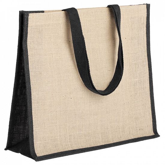 Холщовая сумка для покупок Bagari с черной отделкой - подробное фото