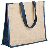 Холщовая сумка для покупок Bagari со светло-синей отделкой - фото
