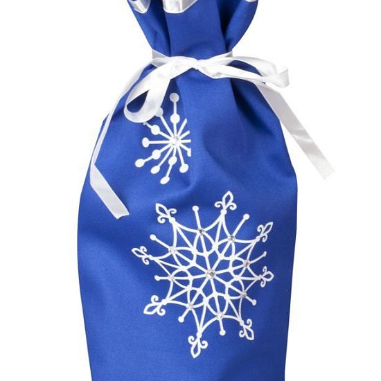 Чехол для шампанского «Снежинки», синий - подробное фото